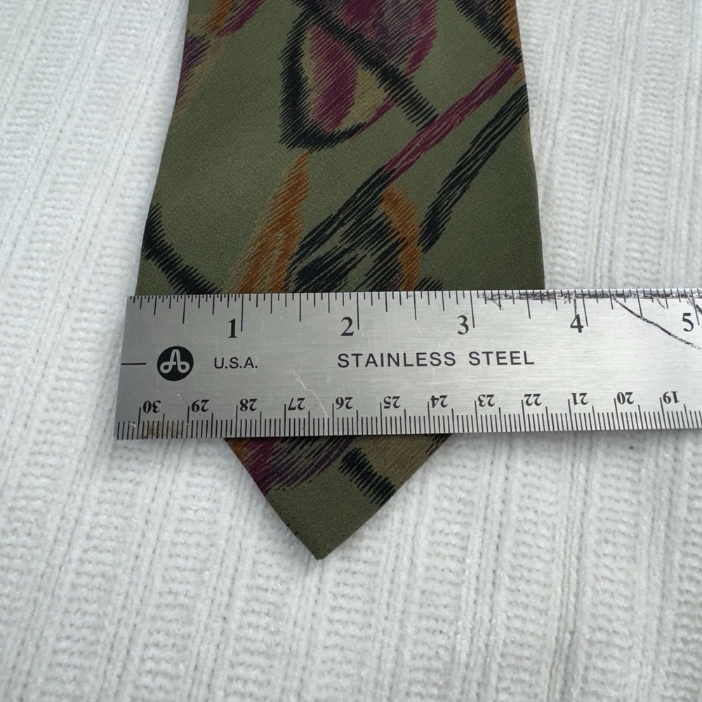 Brandini Silk Tie Green Abstract Pattern Italian Style Mens Vintage Necktie - Picture 5 of 6